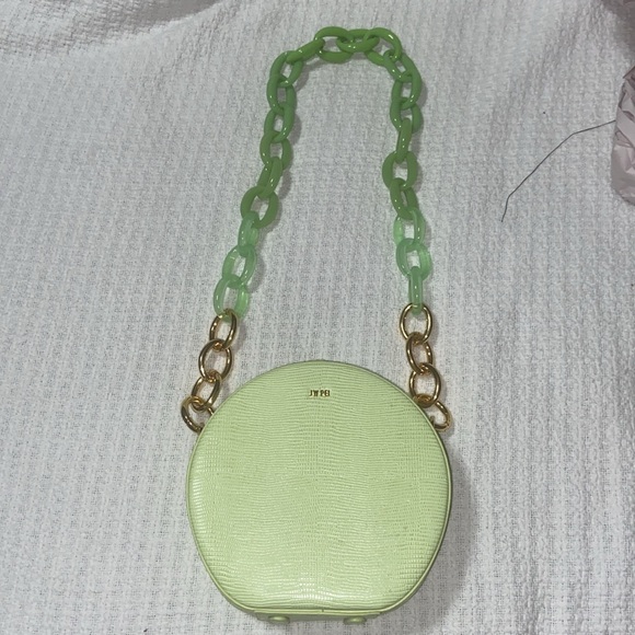 Nwot JW PEI Lime Green Luna Gradient Acrylic Chain Lizard Pattern Vegan bag - Picture 4 of 14